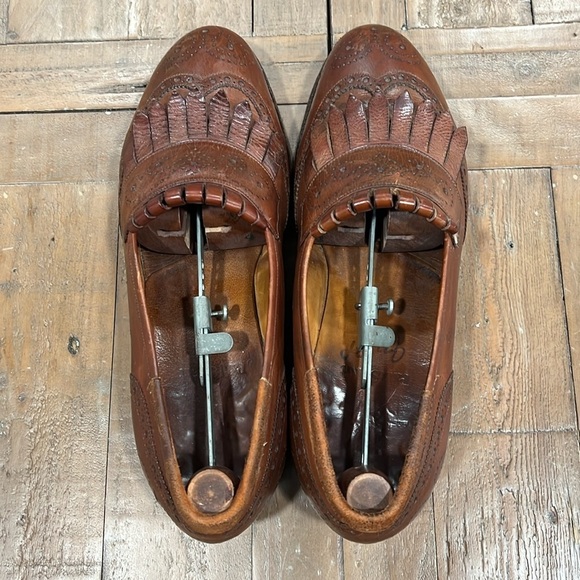 Paul Stuart brown leather fringed loafers main image 15